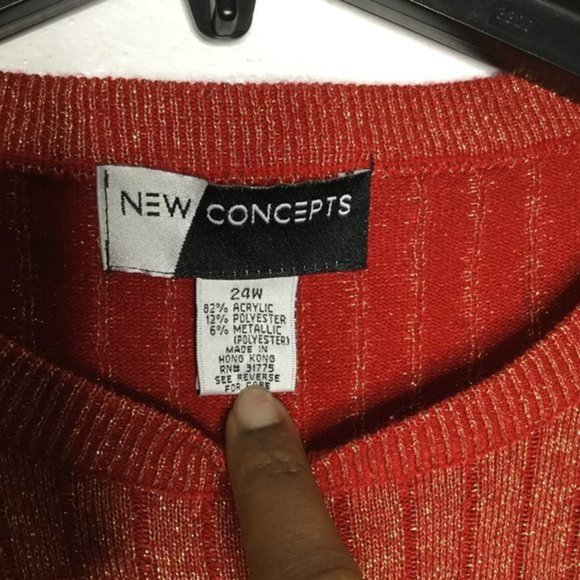 New Concepts Gold Accent Red Sweater Plus Size 24W - Picture 5 of 5